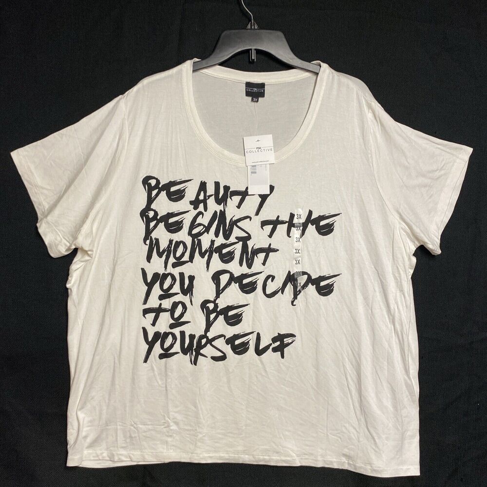 PSK Collective Workout T-Shirt Size 3X NWT “Beauty Begins The Moment You…” New